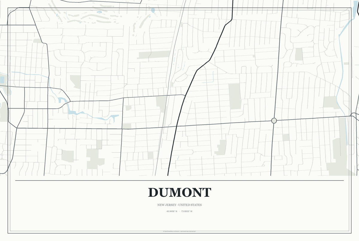 Dumont, New Jersey City Map Aluminum Sign in Gallery Air style