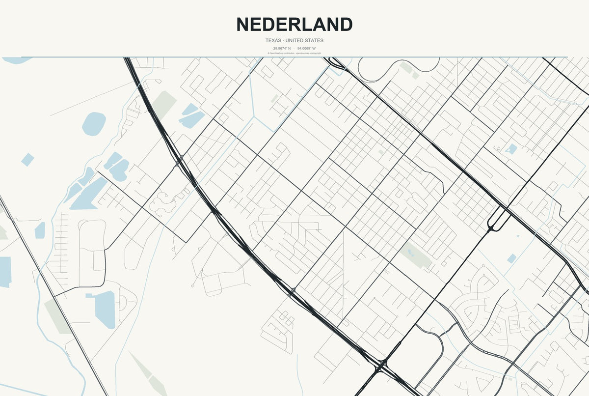 Nederland, Texas City Map Aluminum Sign in Headline Atlas style