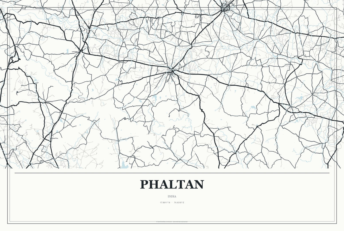 Phaltan, India City Map Aluminum Sign in Gallery Air style