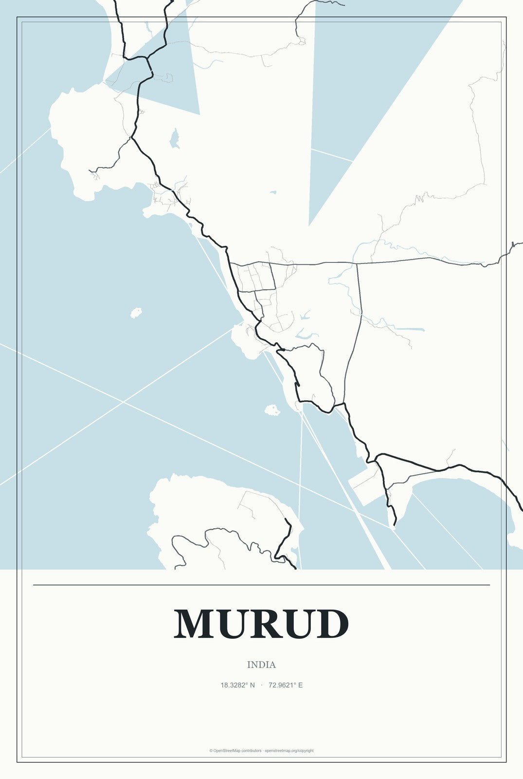Murud, India City Map Aluminum Sign in Gallery Air style
