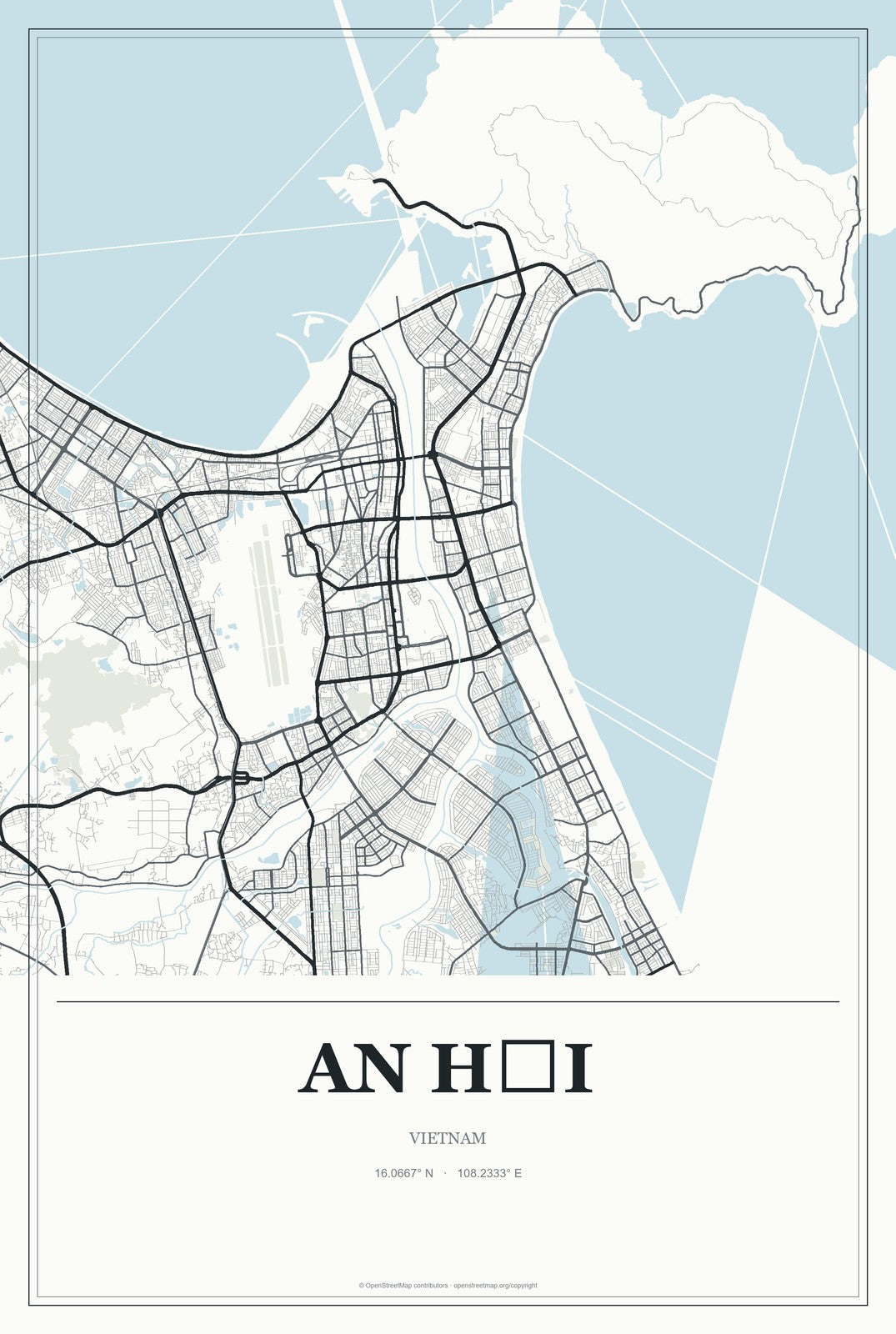 An Hải, Vietnam City Map Aluminum Sign in Gallery Air style