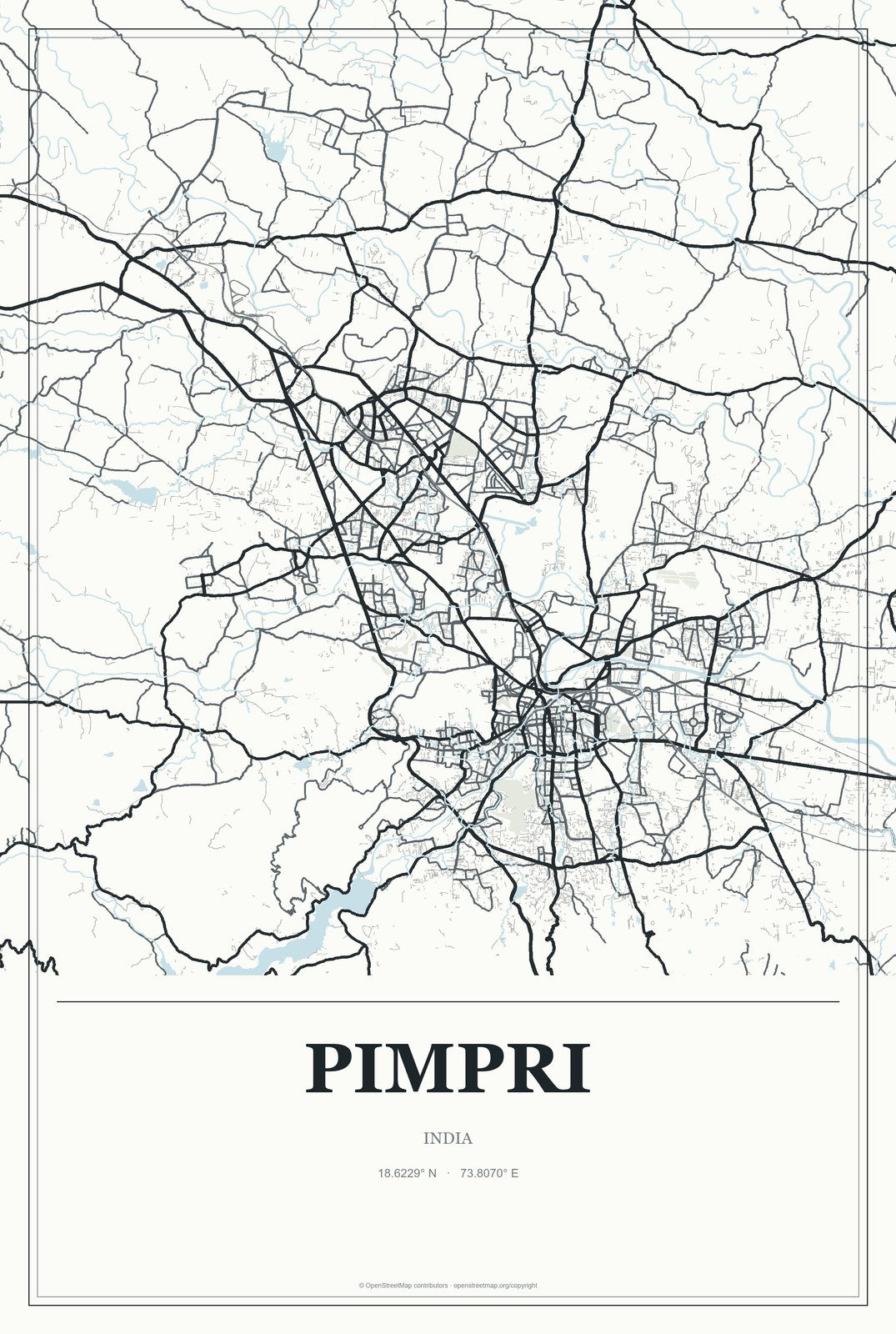 Pimpri, India City Map Aluminum Sign in Gallery Air style