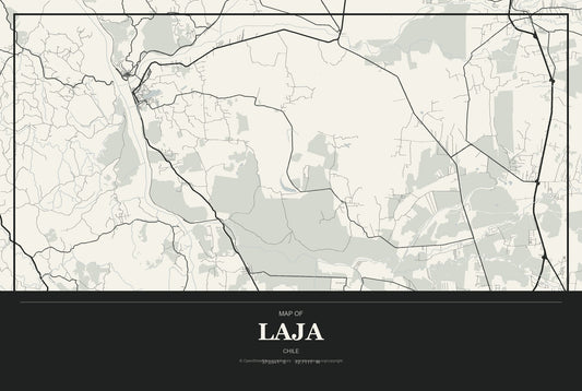 Laja, Chile City Map Aluminum Sign in Museum Plaque style