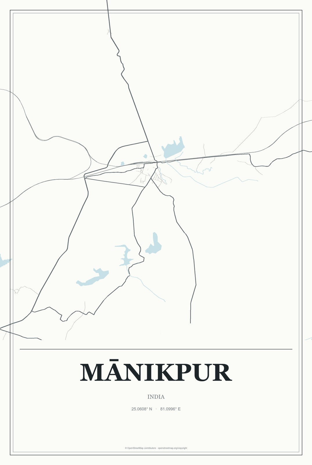 Mānikpur, India City Map Aluminum Sign in Gallery Air style