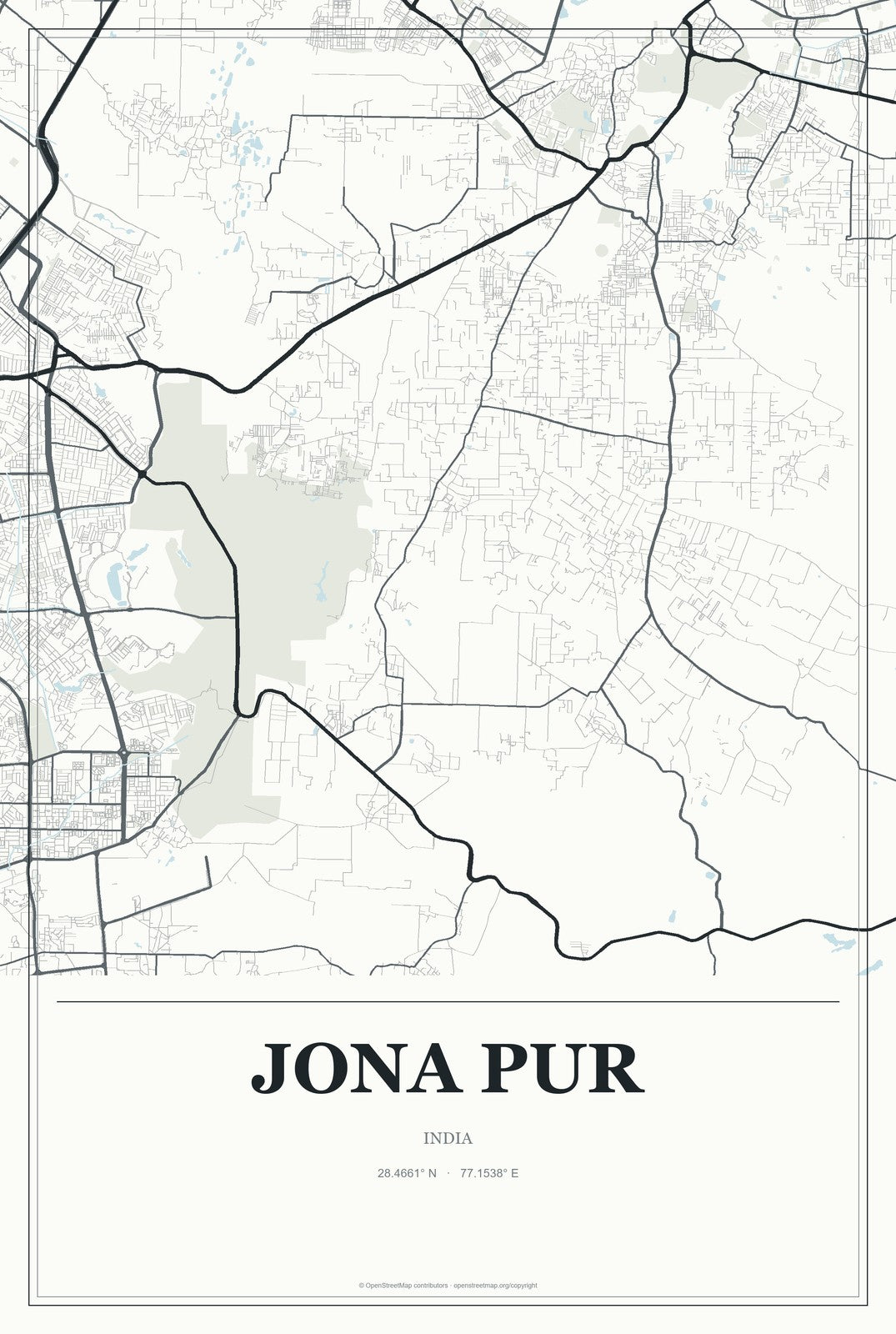 Jona Pur, India City Map Aluminum Sign in Gallery Air style