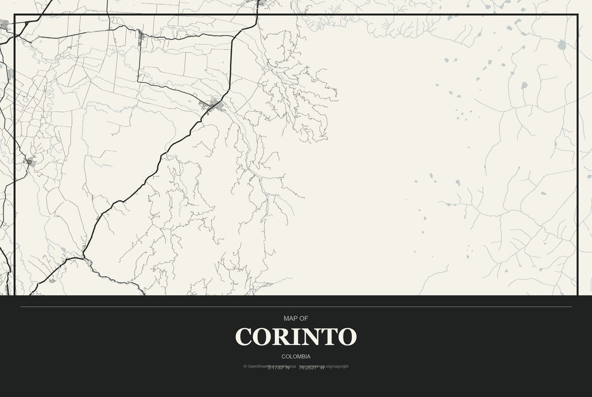 Corinto, Colombia City Map Aluminum Sign in Museum Plaque style