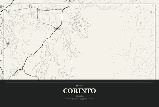 Corinto, Colombia City Map Aluminum Sign in Museum Plaque style