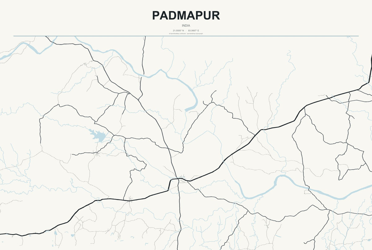 Padmapur, India City Map Aluminum Sign in Headline Atlas style