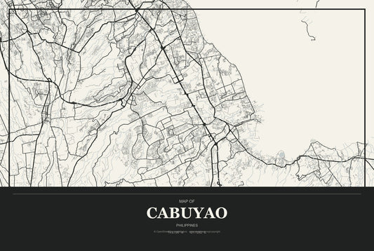 Cabuyao, Philippines City Map Aluminum Sign in Museum Plaque style