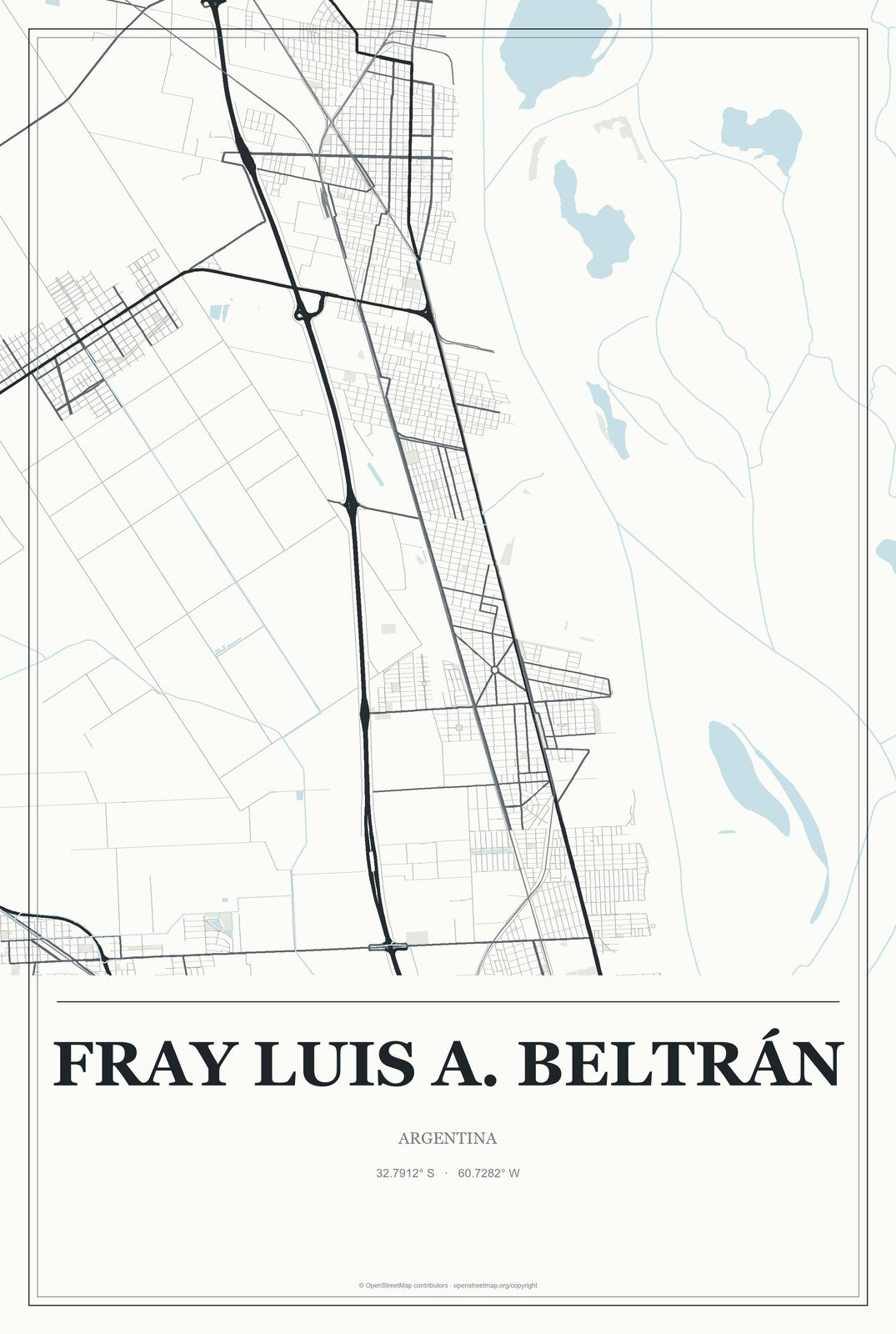 Fray Luis A. Beltrán, Argentina City Map Aluminum Sign in Gallery Air style