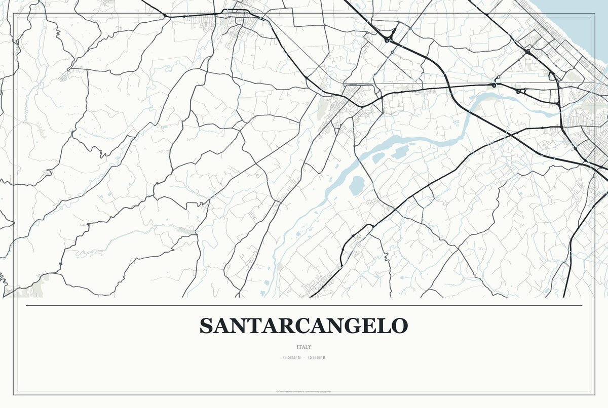Santarcangelo, Italy City Map Aluminum Sign in Gallery Air style