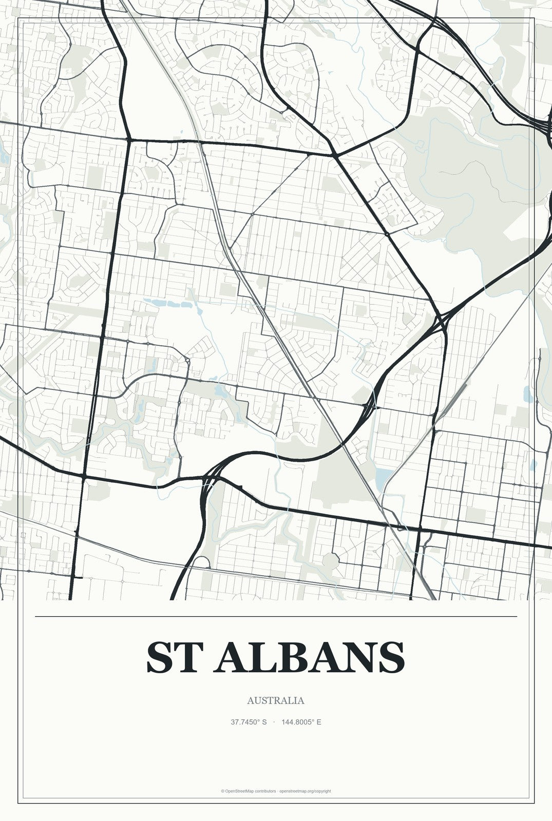 St Albans, Australia City Map Aluminum Sign in Gallery Air style