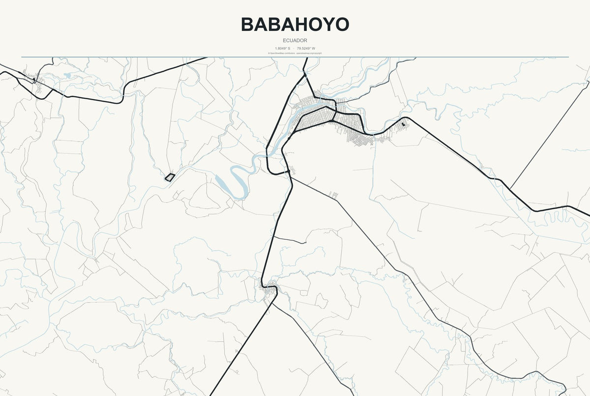 Babahoyo, Ecuador City Map Aluminum Sign in Headline Atlas style