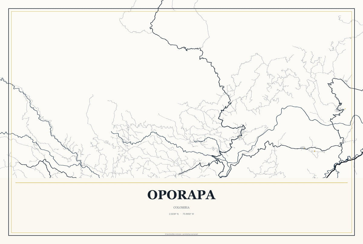 Oporapa, Colombia City Map Aluminum Sign in Citrine Modern style