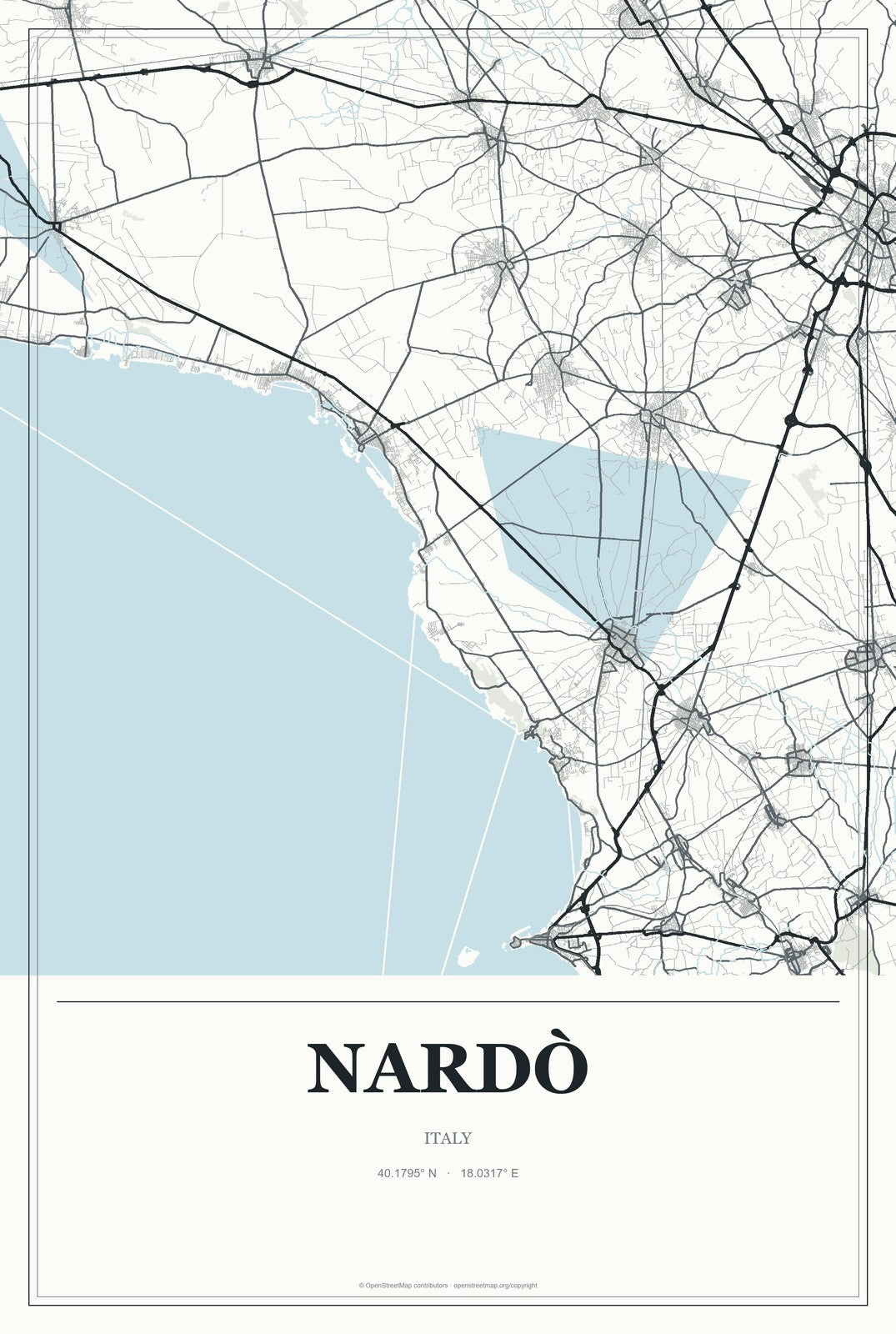 Nardò, Italy City Map Aluminum Sign in Gallery Air style