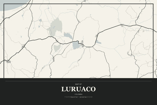 Luruaco, Colombia City Map Aluminum Sign in Museum Plaque style