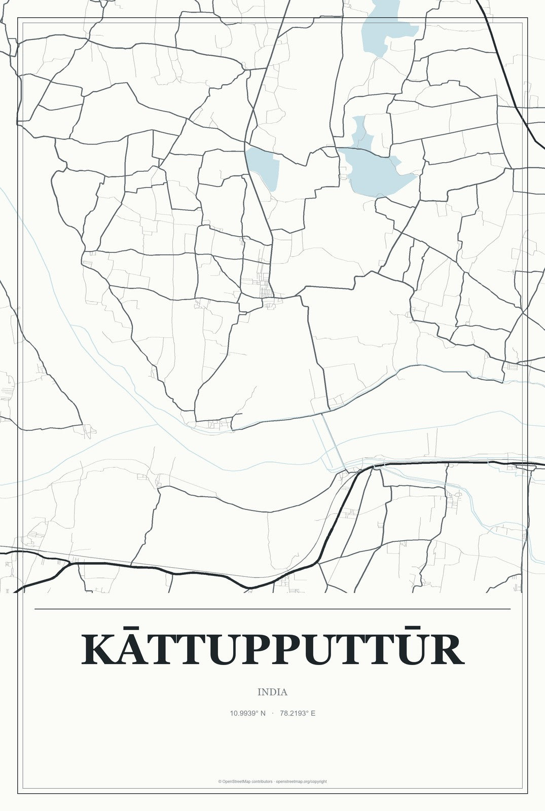 Kāttupputtūr, India City Map Aluminum Sign in Gallery Air style