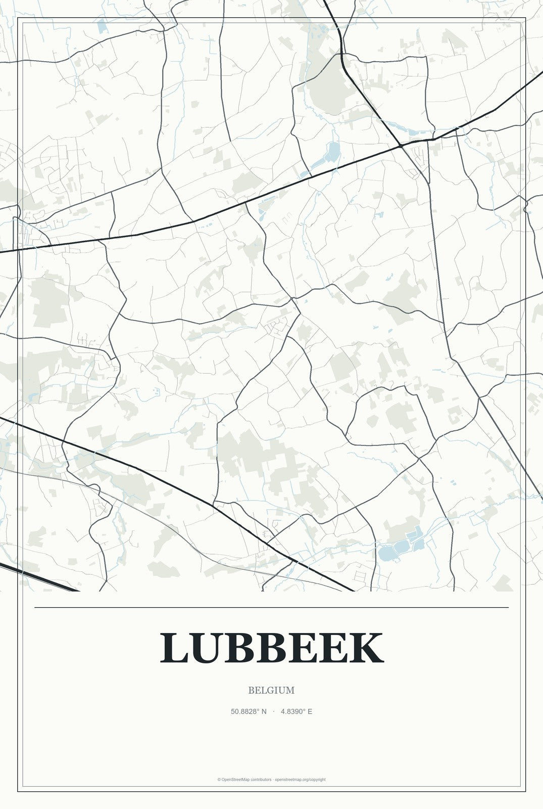 Lubbeek, Belgium City Map Aluminum Sign in Gallery Air style