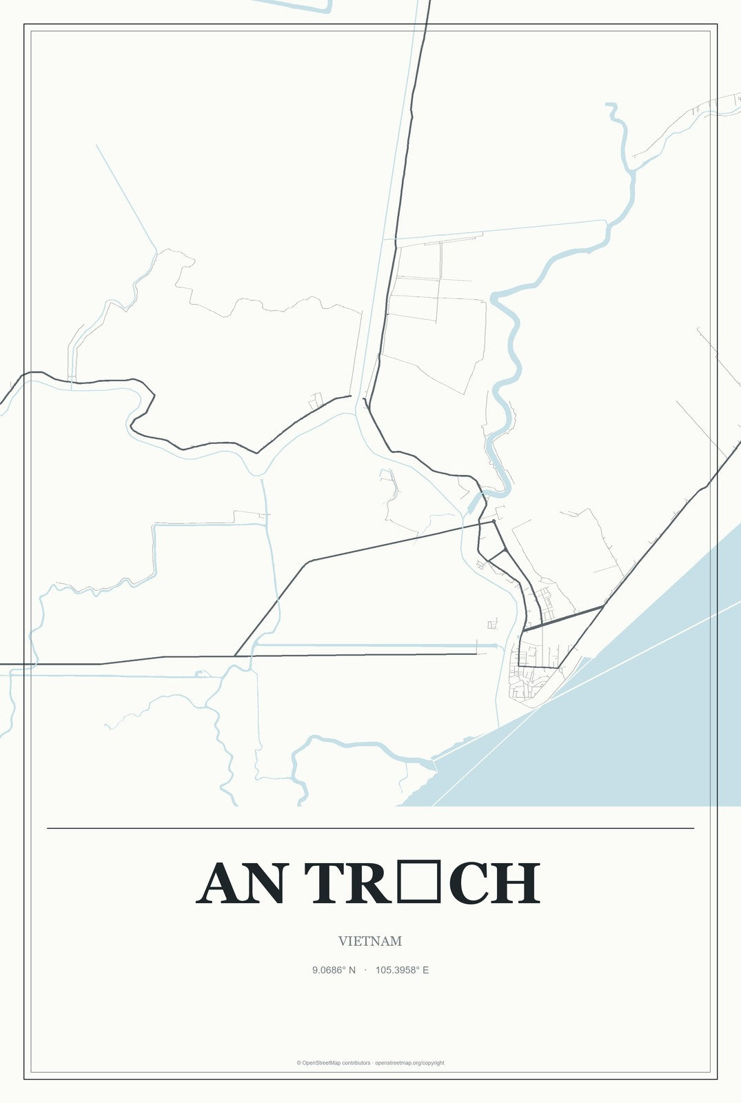 An Trạch, Vietnam City Map Aluminum Sign in Gallery Air style