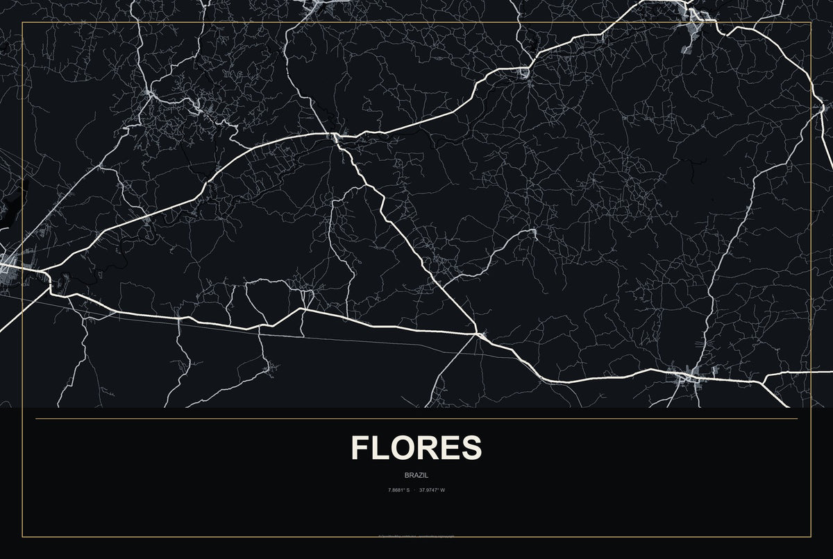 Flores, Brazil City Map Aluminum Sign in Metropolitan Noir style