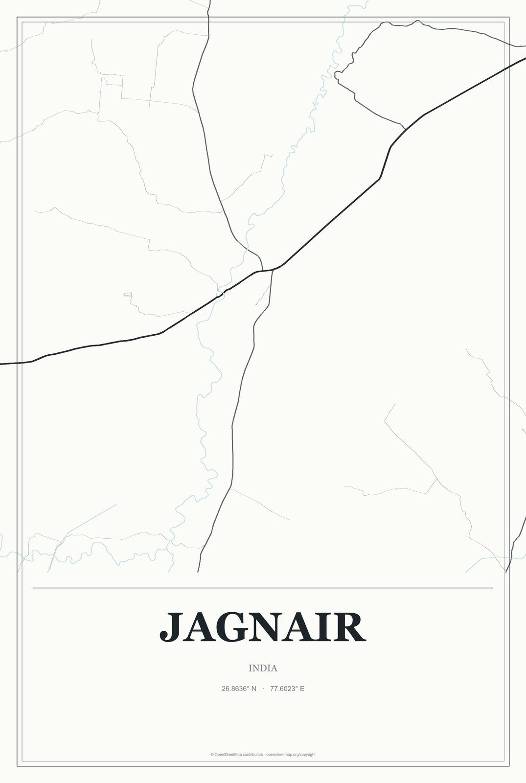 Jagnair, India City Map Aluminum Sign in Gallery Air style