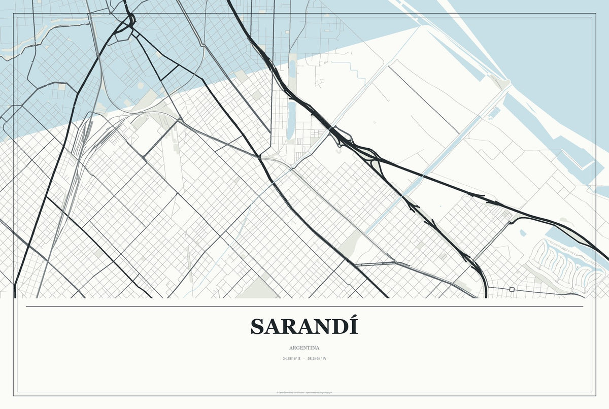 Sarandí, Argentina City Map Aluminum Sign in Gallery Air style