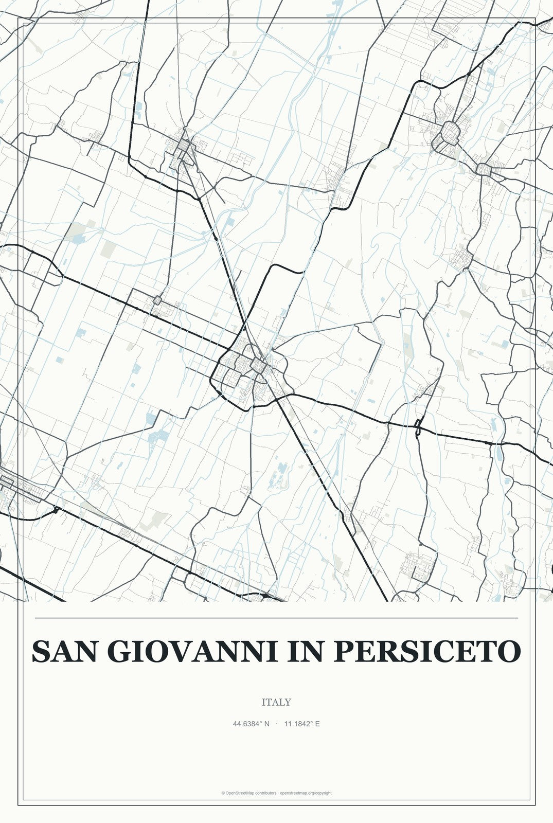 San Giovanni in Persiceto, Italy City Map Aluminum Sign in Gallery Air style