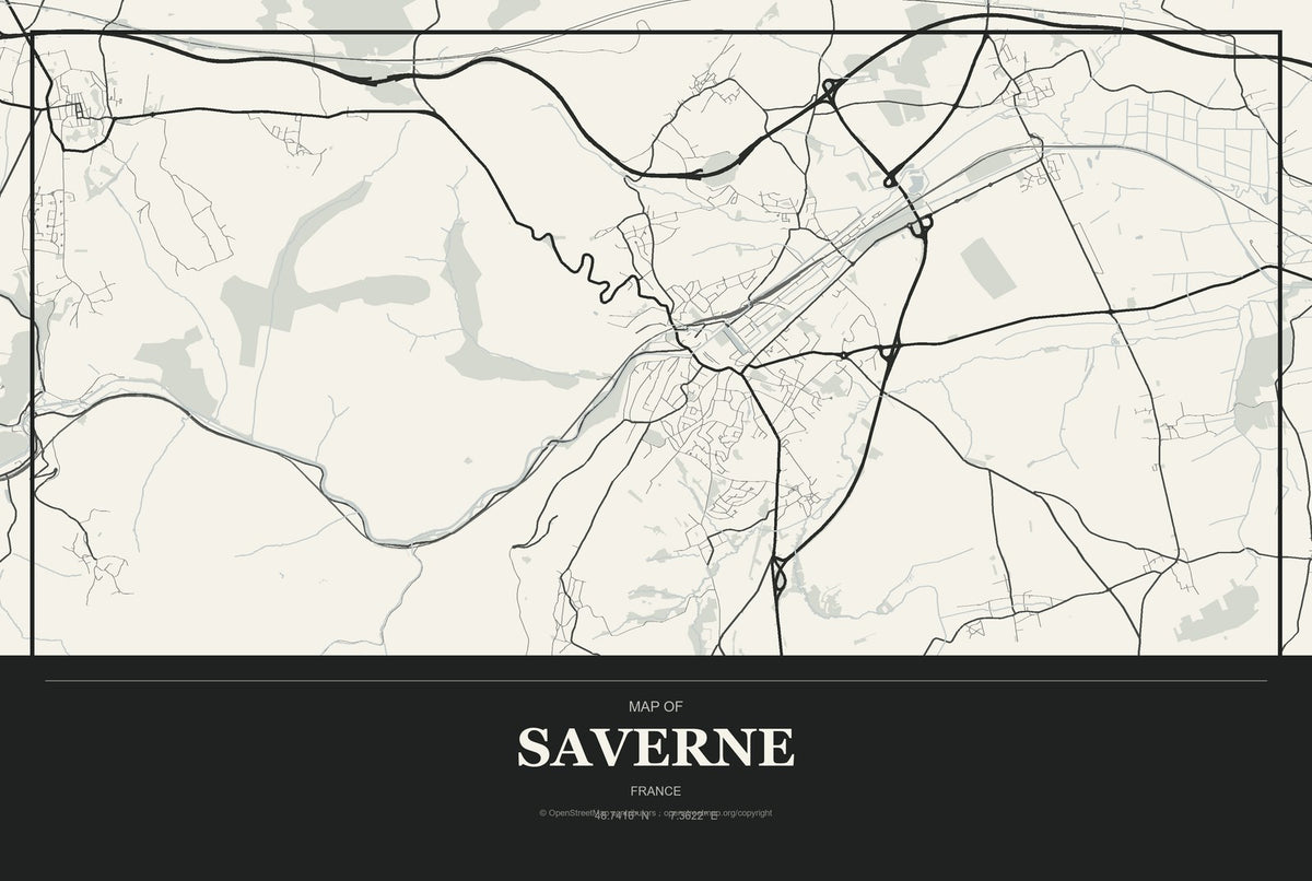 Saverne, France City Map Aluminum Sign in Museum Plaque style