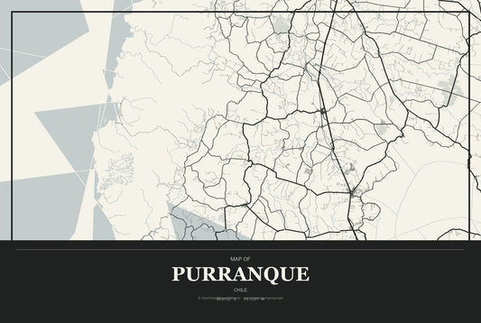 Purranque, Chile City Map Aluminum Sign in Museum Plaque style
