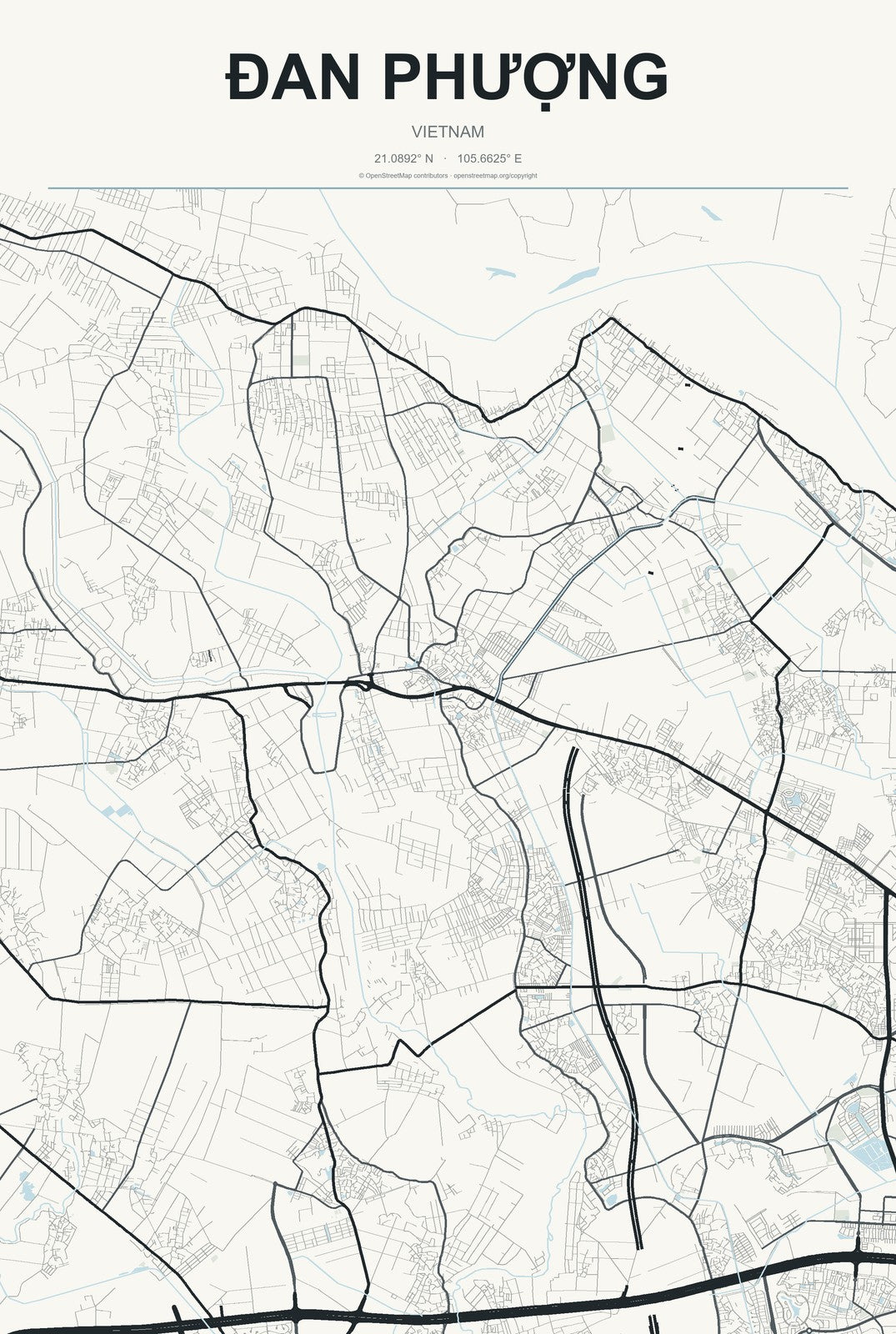 Đan Phượng, Vietnam City Map Aluminum Sign in Headline Atlas style