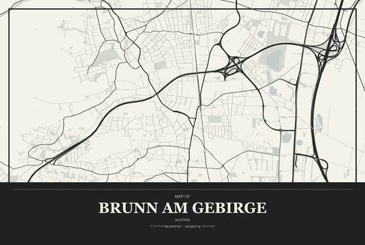 Brunn am Gebirge, Austria City Map Aluminum Sign in Museum Plaque style