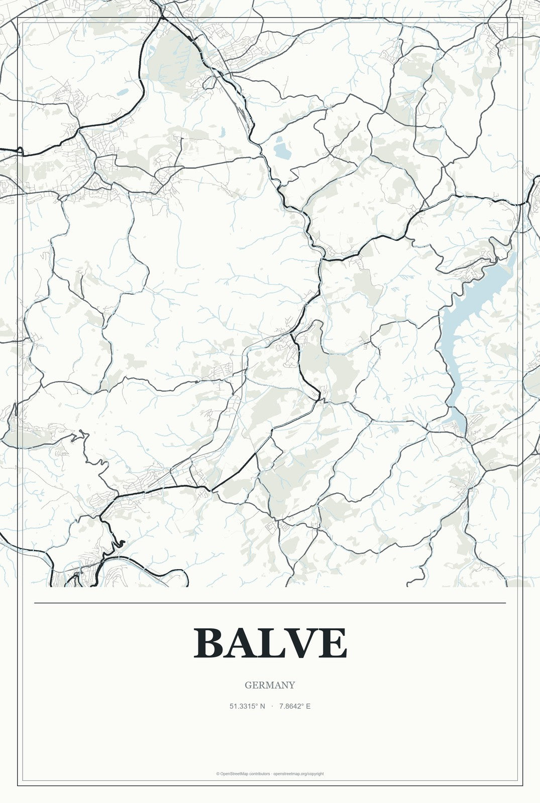 Balve, Germany City Map Aluminum Sign in Gallery Air style