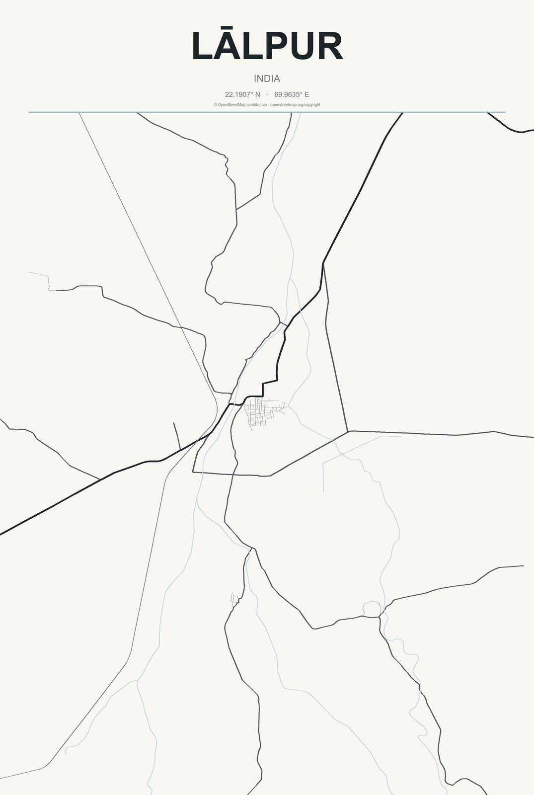 Lālpur, India City Map Aluminum Sign in Headline Atlas style