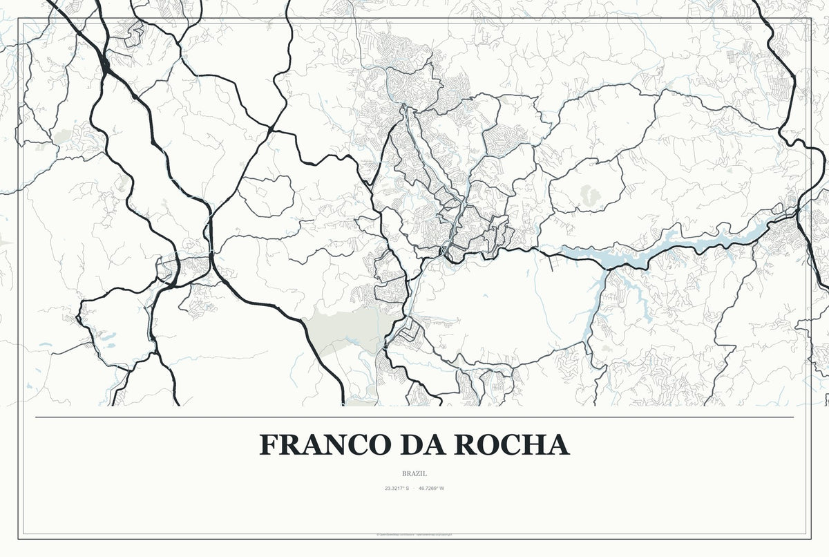 Franco da Rocha, Brazil City Map Aluminum Sign in Gallery Air style