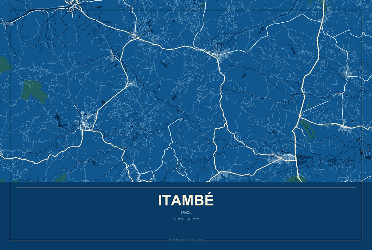 Itambé, Pernambuco, Brazil City Map Aluminum Sign in Harbor Cobalt style