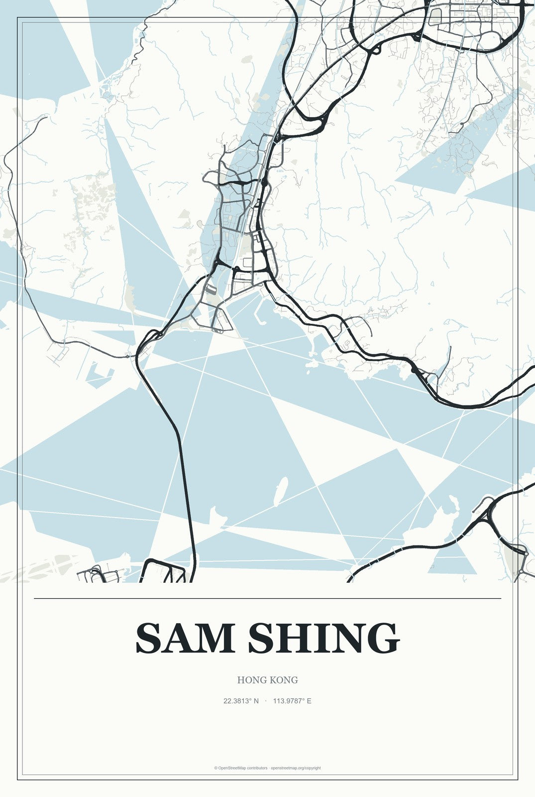 Sam Shing, Hong Kong City Map Aluminum Sign in Gallery Air style