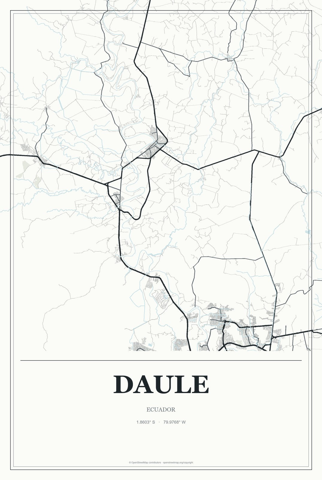 Daule, Ecuador City Map Aluminum Sign in Gallery Air style