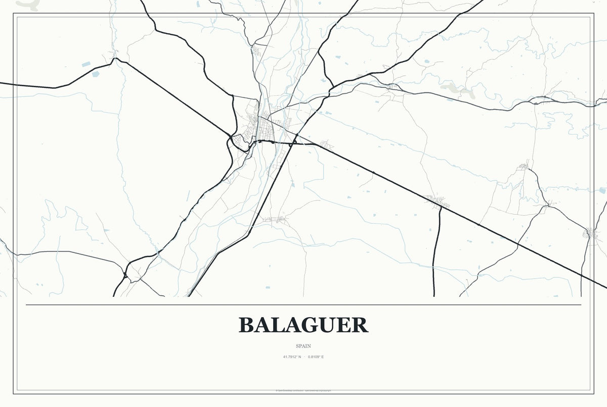 Balaguer, Spain City Map Aluminum Sign in Gallery Air style
