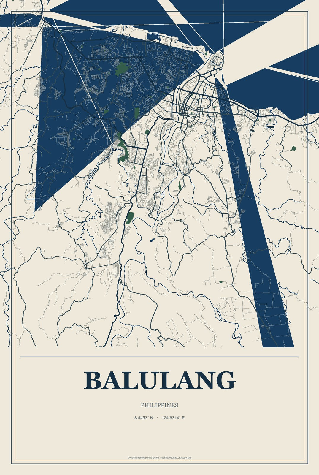 Balulang, Philippines City Map Aluminum Sign in Coastal Cutout style