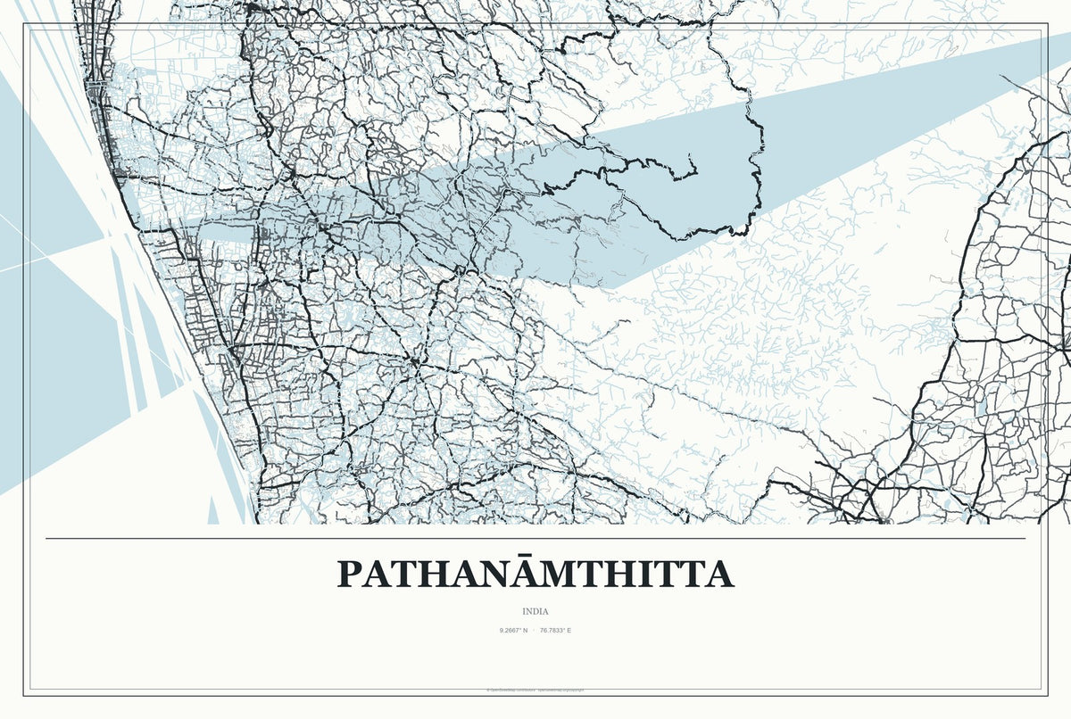 Pathanāmthitta, India City Map Aluminum Sign in Gallery Air style