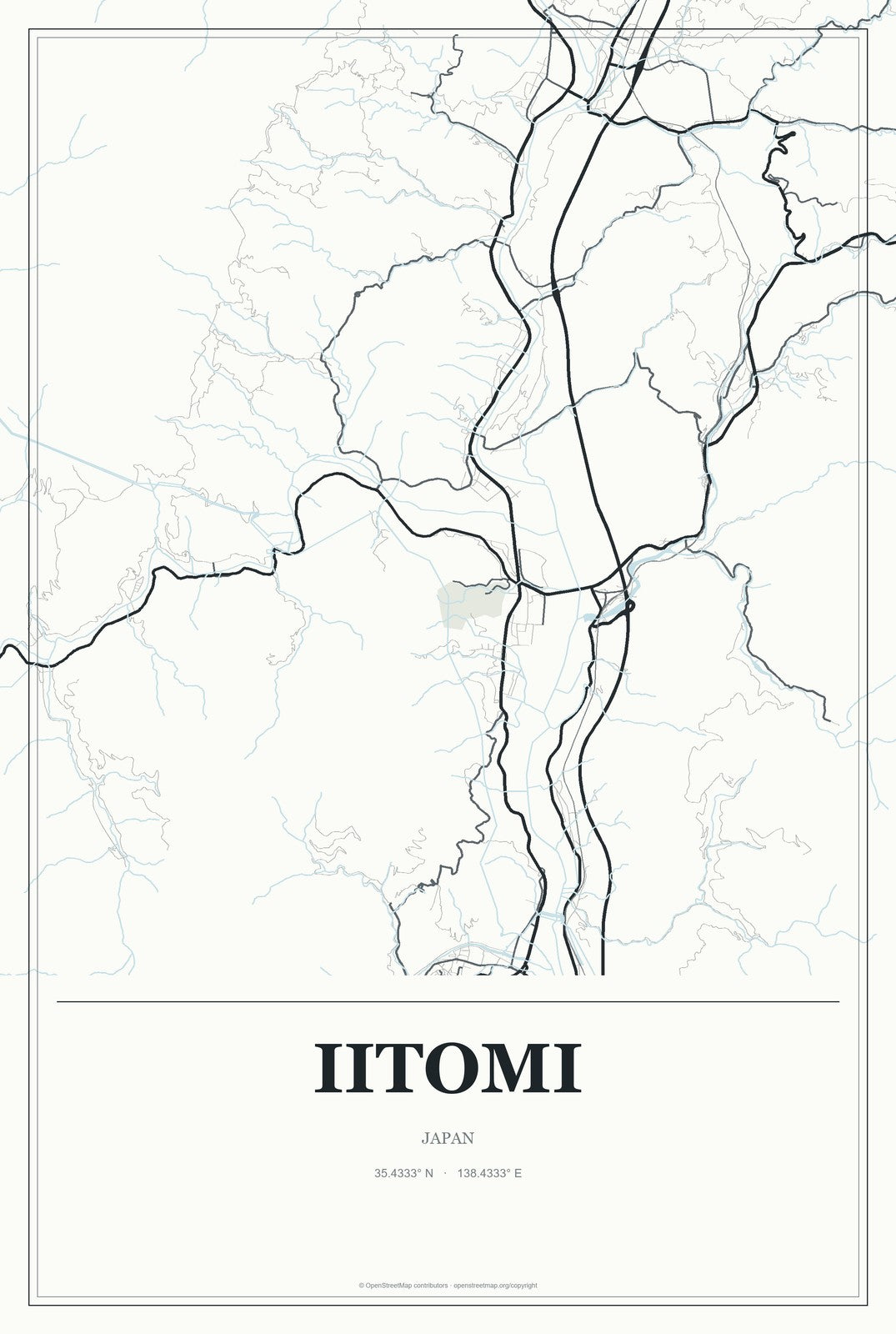 Iitomi, Japan City Map Aluminum Sign in Gallery Air style