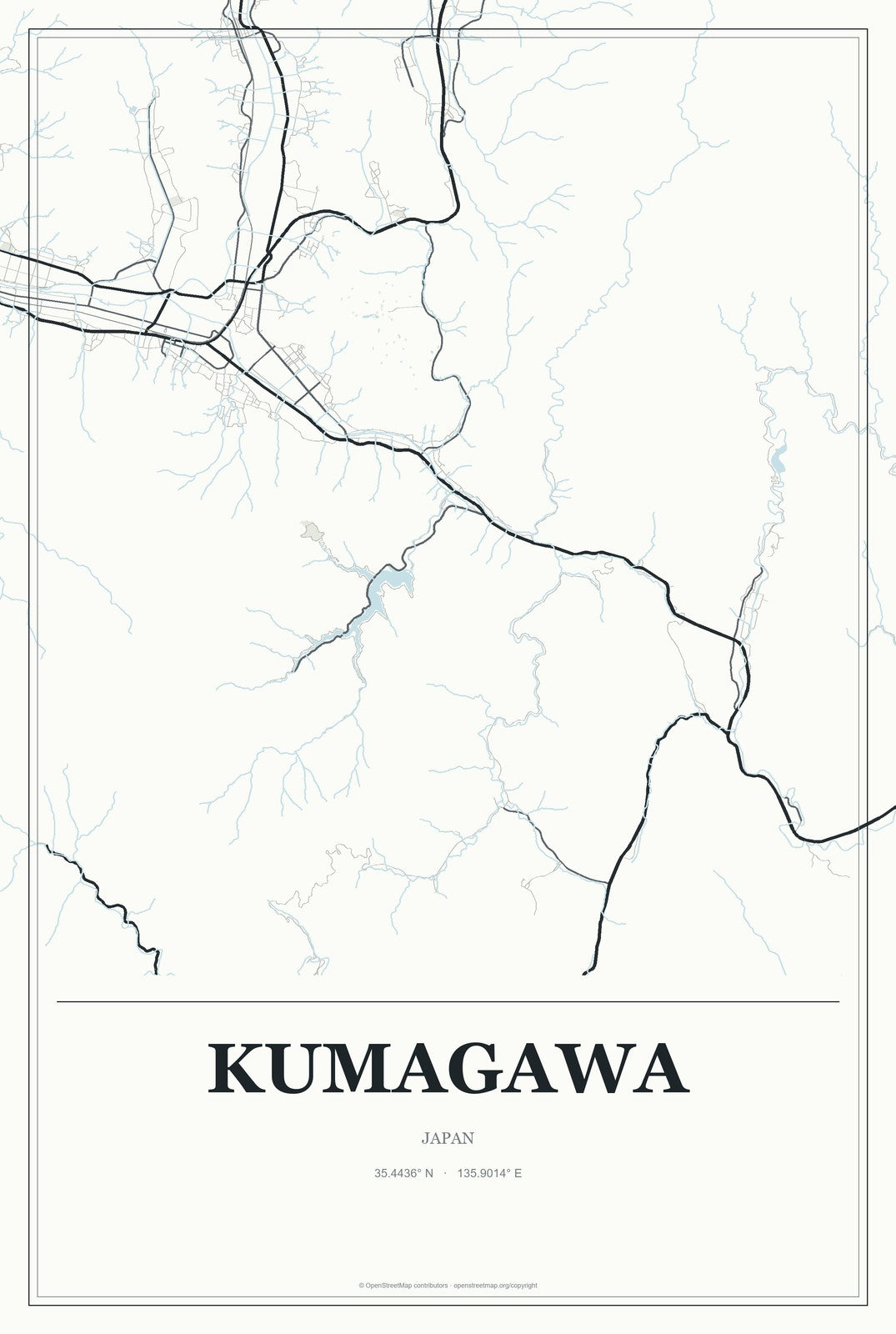 Kumagawa, Japan City Map Aluminum Sign in Gallery Air style