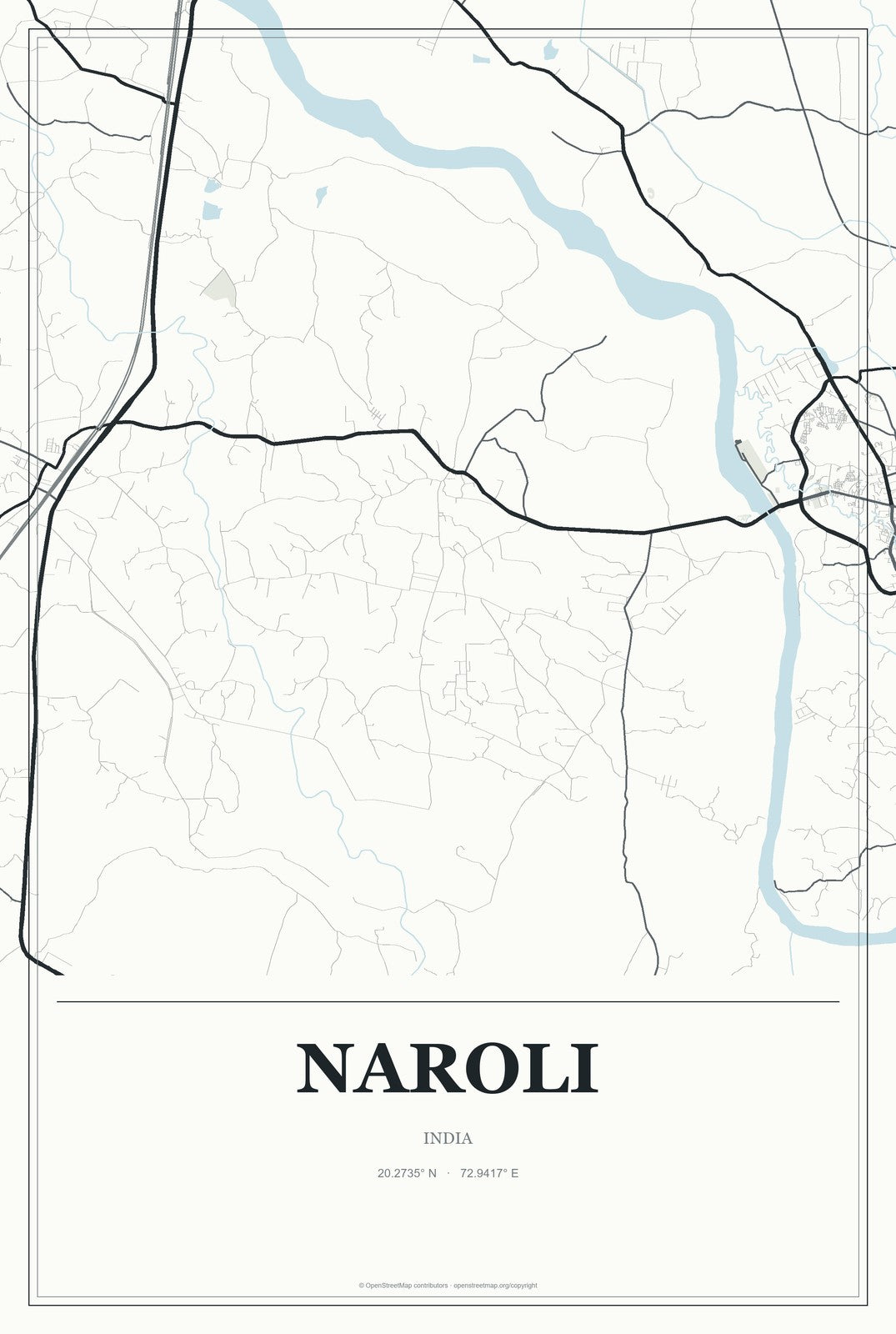 Naroli, India City Map Aluminum Sign in Gallery Air style