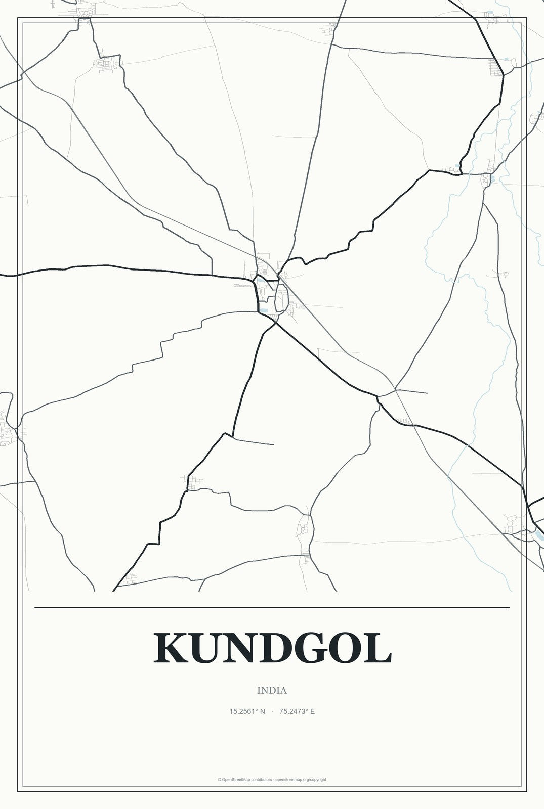 Kundgol, India City Map Aluminum Sign in Gallery Air style