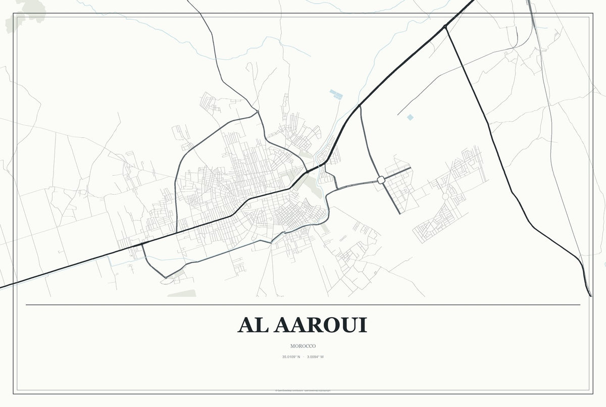 Al Aaroui, Morocco City Map Aluminum Sign in Gallery Air style