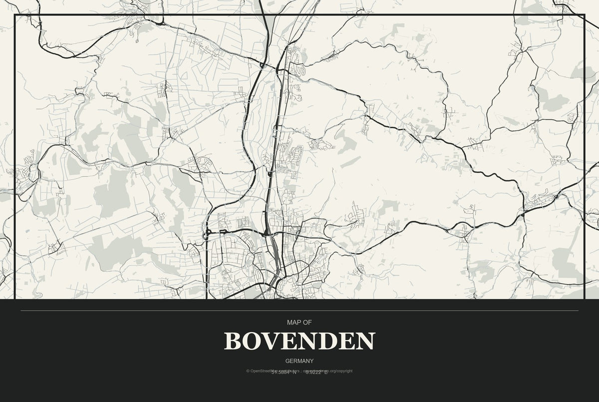 Bovenden, Germany City Map Aluminum Sign in Museum Plaque style
