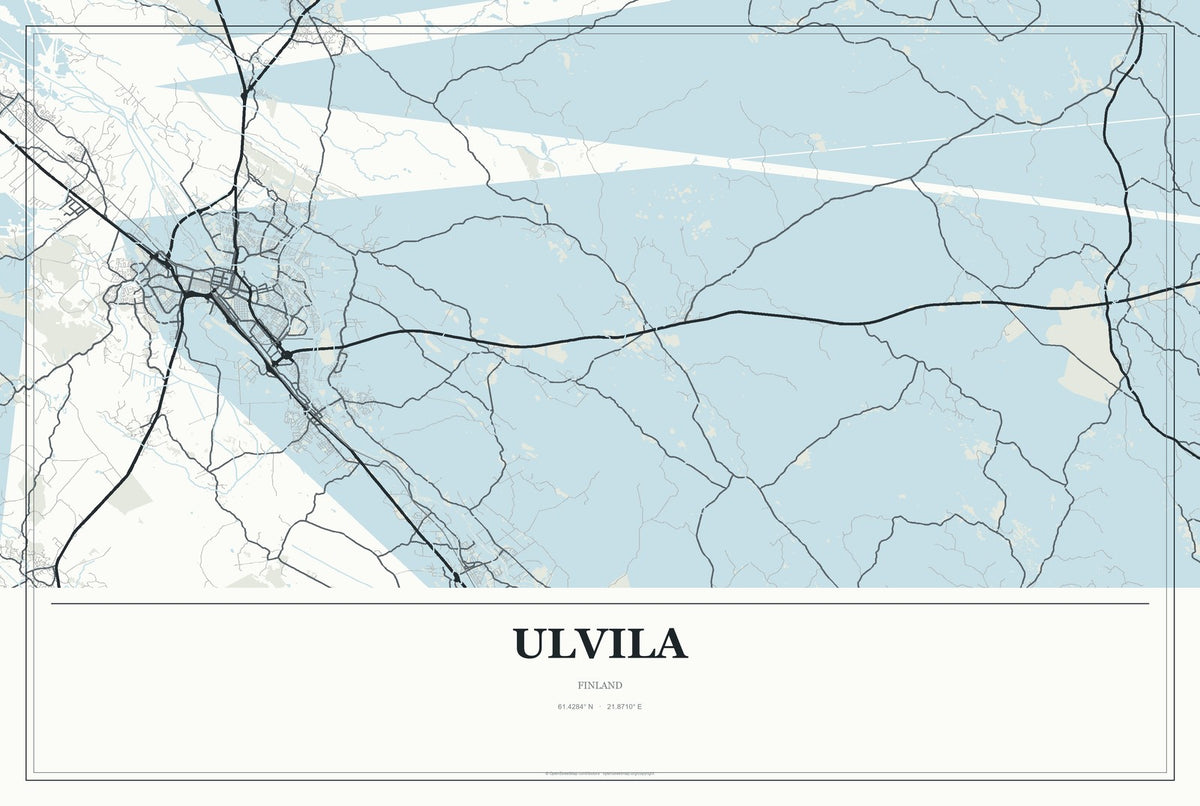 Ulvila, Finland City Map Aluminum Sign in Gallery Air style