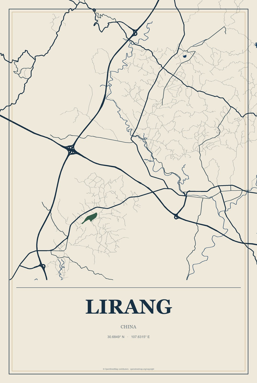 Lirang, China City Map Aluminum Sign in Coastal Cutout style