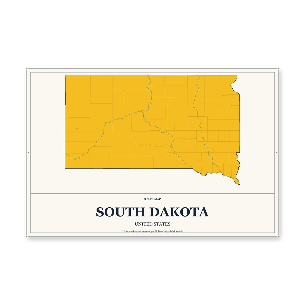 South Dakota state map aluminum sign in Citrine Modern style