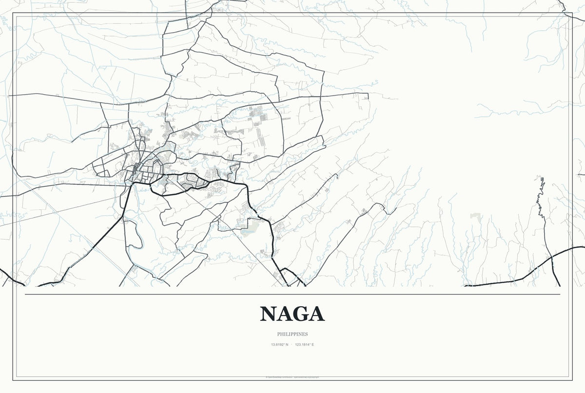 Naga, Bicol Region, Philippines City Map Aluminum Sign in Gallery Air style